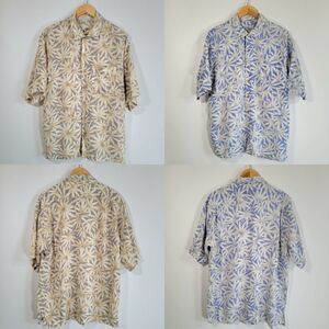 Lot (2) Hawaiian Silk Shirts Size M 100% Aloha Floral Pastel Blue